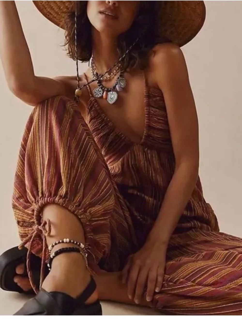 Free People Sundaze For Surfin V-Neck Jumpsuit